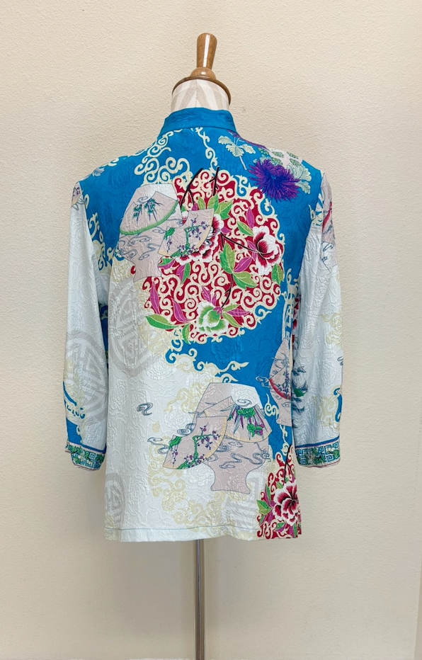 Citron "Bouquet Cluster Turquoise" Silk Blouse - 1213BCT