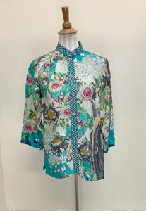 Citron "Peacock in the Forest" Silk Blouse - 1213PIF