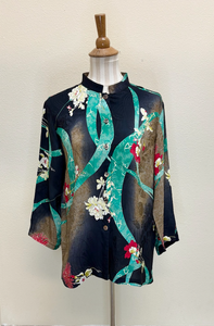 Citron "Flower and Swirls" Silk Blouse - 1213FAS