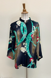 Citron "Flower and Swirls" Silk Blouse - 1213FAS