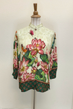 Citron "Lotus Embroidery Print" Silk Blouse - 1213LEP - M ONLY