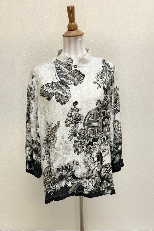 Citron "Tasteful Butterfly Art" Silk Blouse - 1213TBA - S ONLY