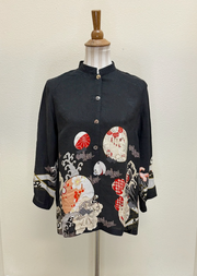Citron "Ocean Wave Royal" Silk Blend Blouse - 1213OWR
