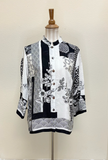 Citron "Black White Blossom" Silk Blouse - 1213BWB