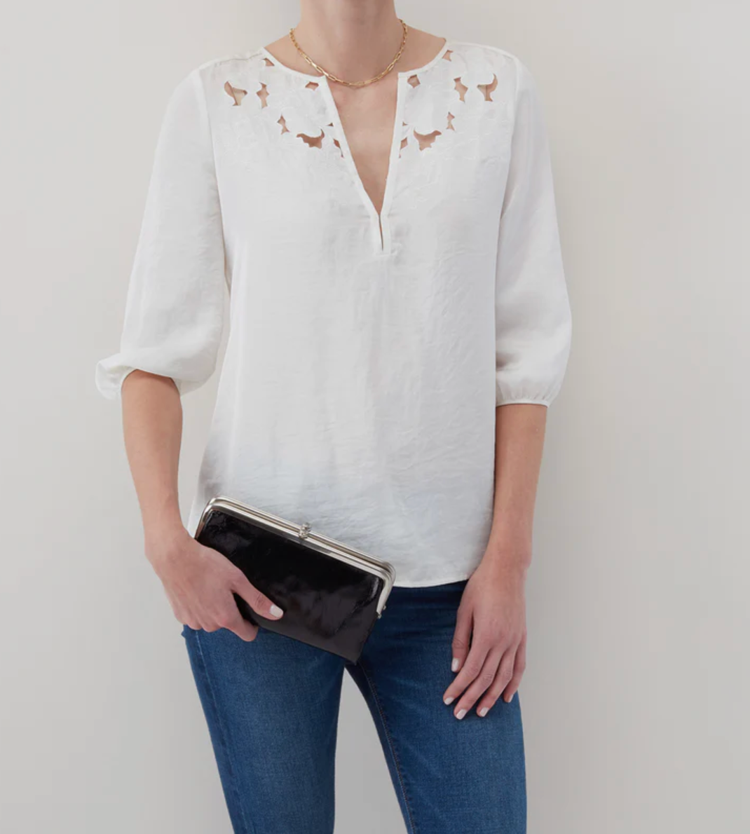 HOBO - Lauren Clutch-Wallet - BLACK IN POLISHED LEATHER