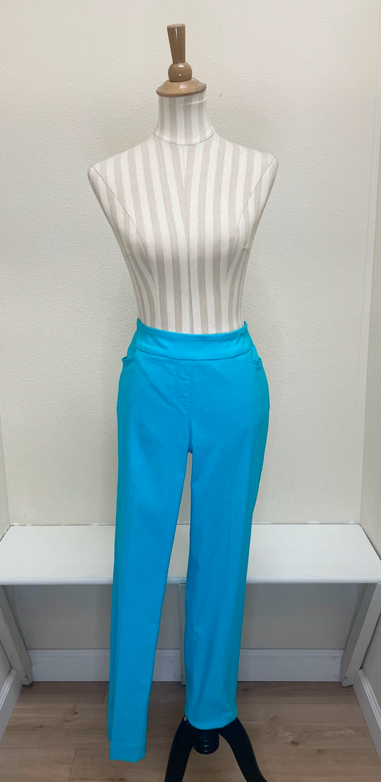 Slimsation ANKLE Women's Pull On Solid Fine Line Twill Pant With Real Pockets (M30719PM) - OCEAN