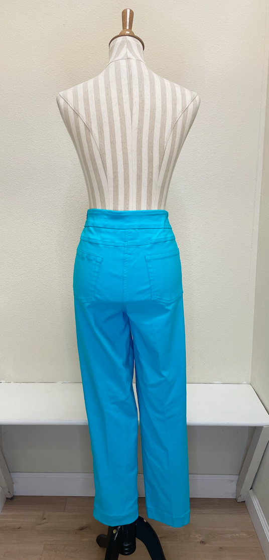 Slimsation ANKLE Women's Pull On Solid Fine Line Twill Pant With Real Pockets (M30719PM) - OCEAN