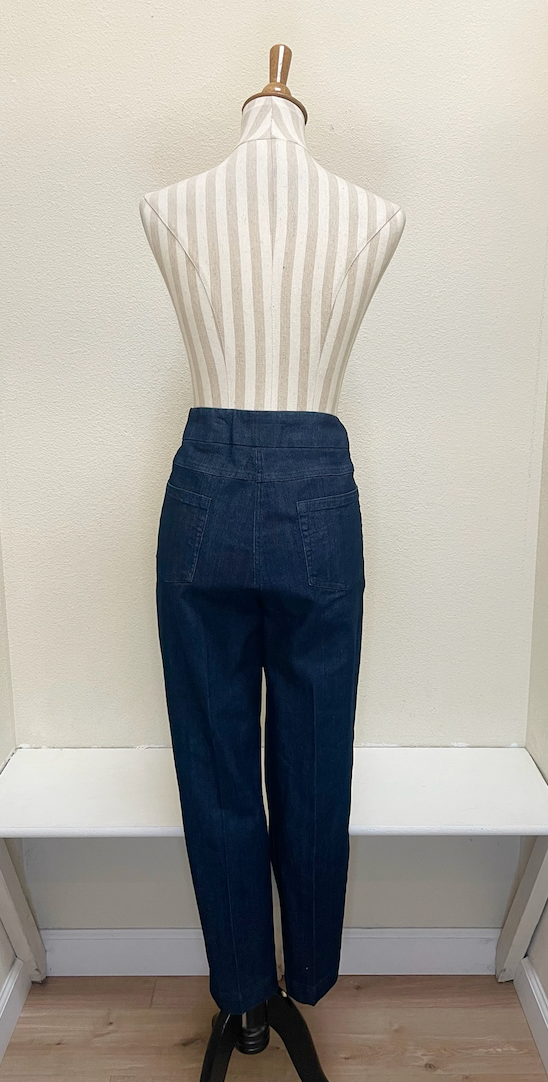 Slimsation DENIM ANKLE Women's Pull On Solid Fine Line Twill Pant With Real Pockets (M30719PM)- DENIM