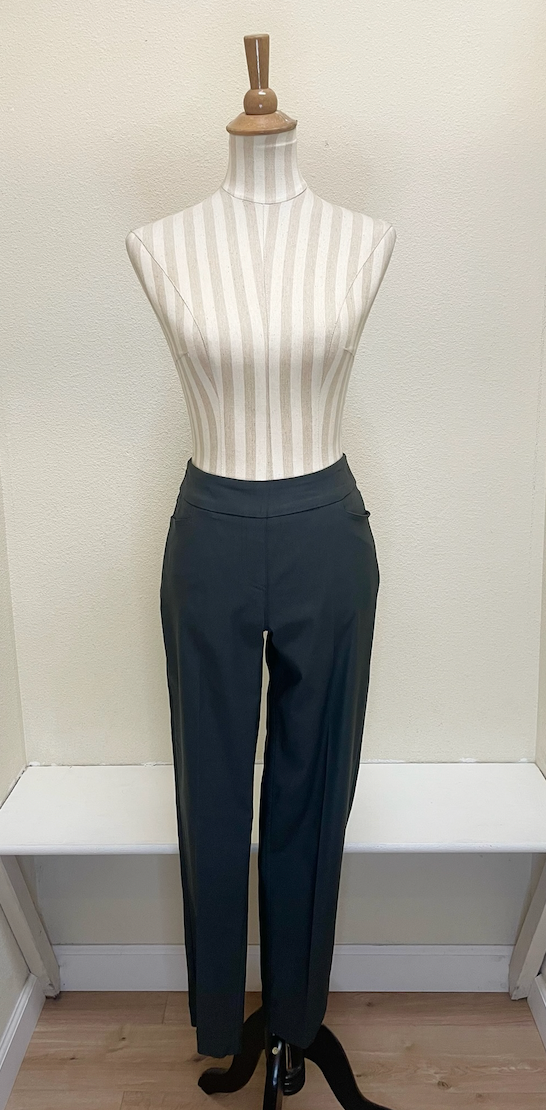 Slimsation ANKLE Women's Pull On Solid Fine Line Twill Pant With Real Pockets (M30719PM)- INTENSE GREY