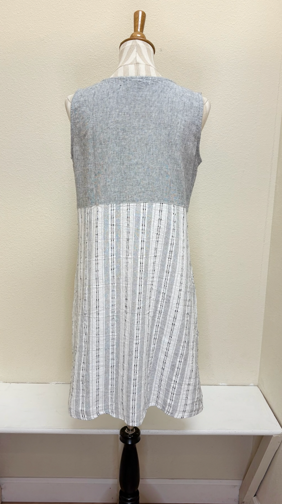 CUT LOOSE - Pinstripe Linen Patch Dress - 5140784