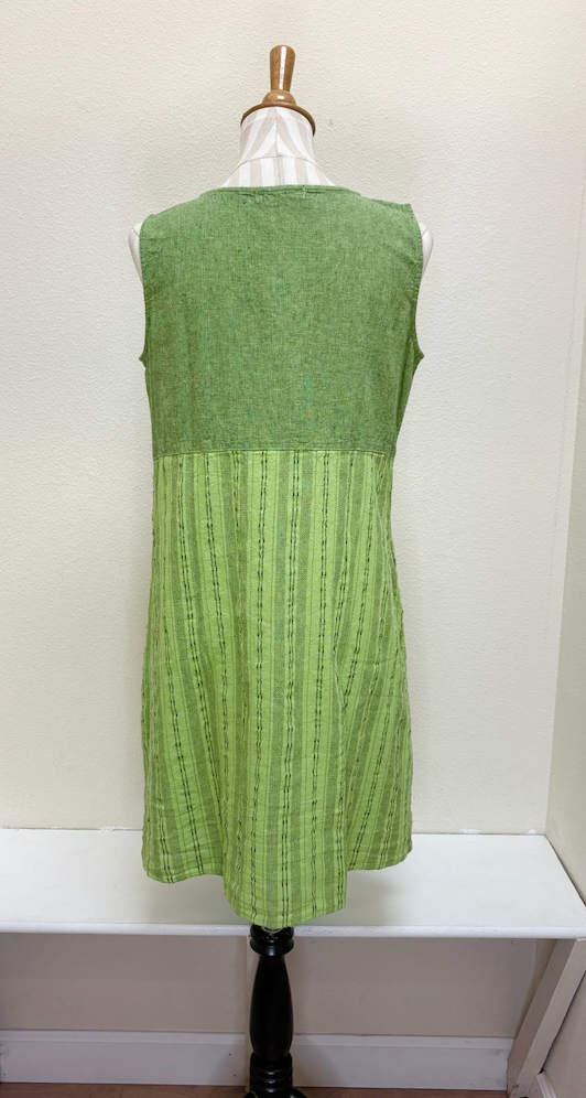 CUT LOOSE - Pinstripe Linen Patch Dress - 5140784