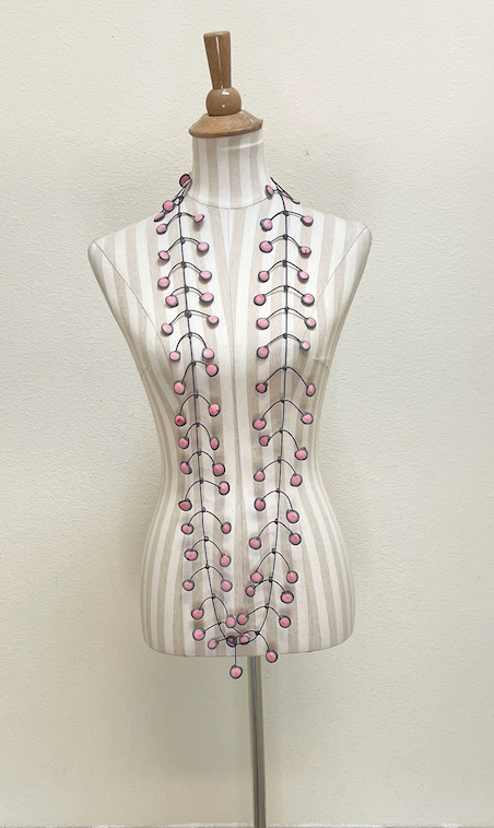 ANNEMIEKE Small Pink Mix Fabric Necklace