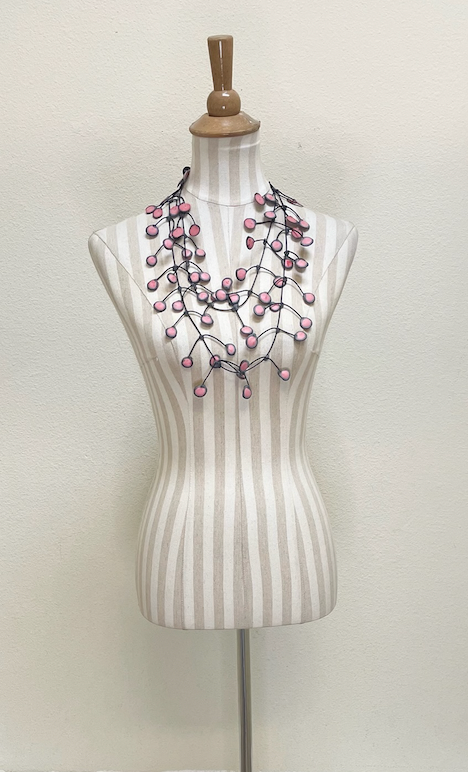 ANNEMIEKE Small Pink Mix Fabric Necklace