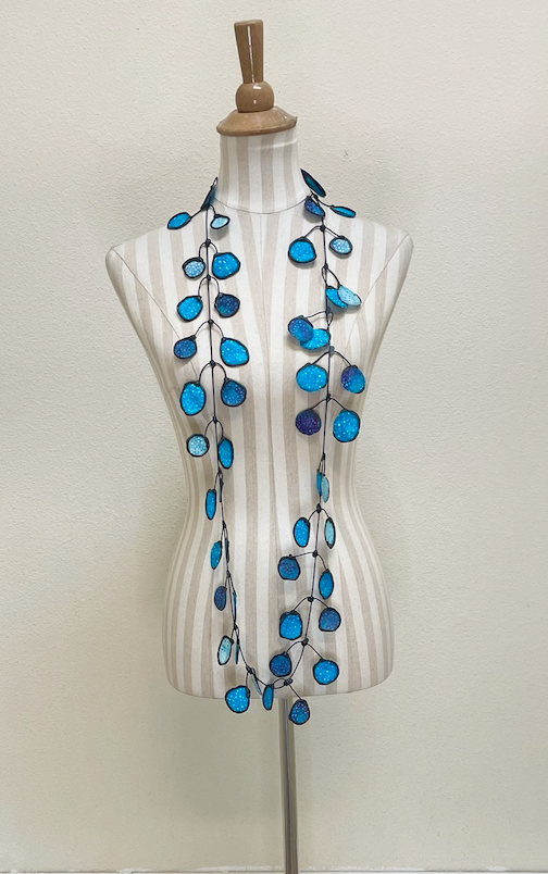 ANNEMIEKE Large Blue Mix Fabric Necklace