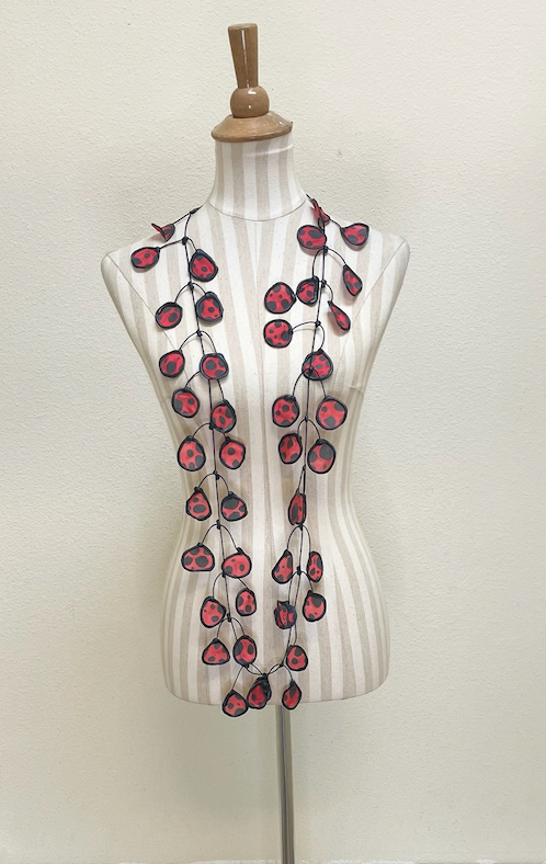 ANNEMIEKE Large Red Mix Fabric Necklace