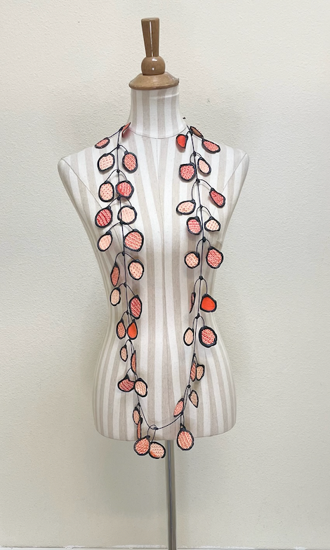 ANNEMIEKE Large Peach Mix Fabric Necklace