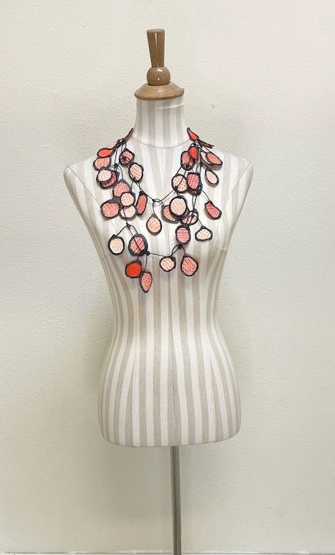 ANNEMIEKE Large Peach Mix Fabric Necklace