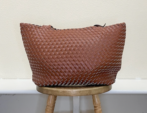 Ilse Jacobsen Reversible Tote -  BURNT CARMEL/METALLIC BROWN