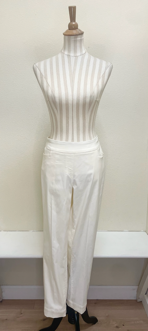 Slimsation ANKLE Women's Pull On Solid Fine Line Twill Pant With Real Pockets (M30719PM) - IVORY