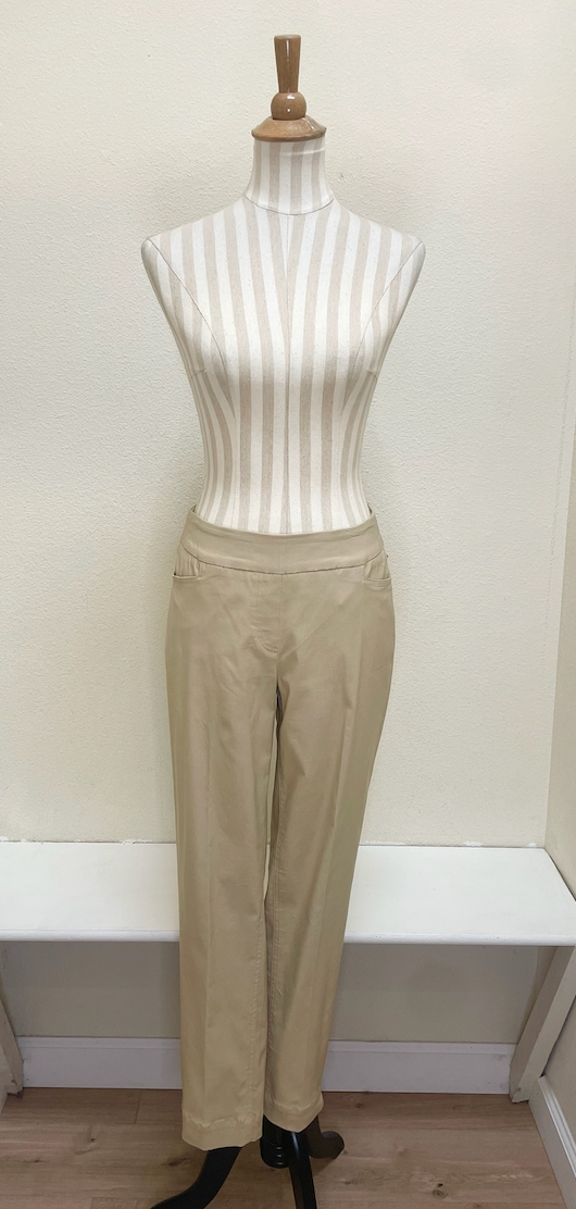 Slimsation ANKLE Women's Pull On Solid Fine Line Twill Pant With Real Pockets (M30719PM) - KHAKI