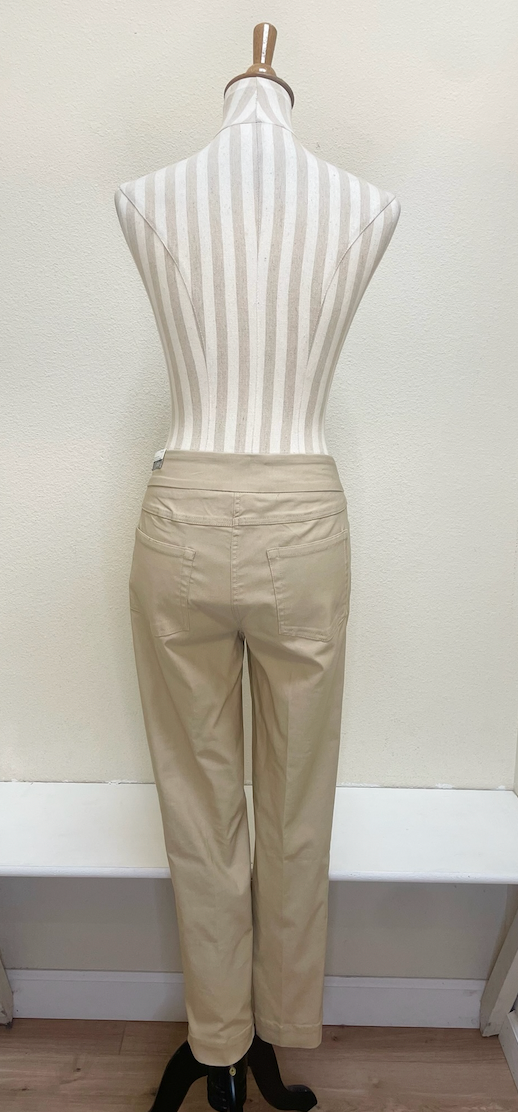 Slimsation ANKLE Women's Pull On Solid Fine Line Twill Pant With Real Pockets (M30719PM) - KHAKI