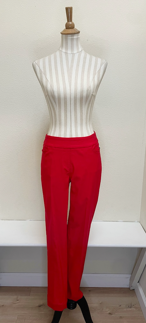 Slimsation ANKLE Women's Pull On Solid Fine Line Twill Pant With Real Pockets (M30719PM) - RED