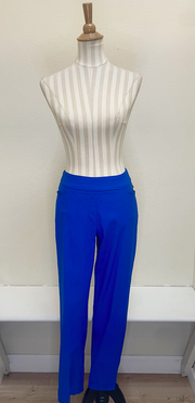 Slimsation ANKLE Women's Pull On Solid Fine Line Twill Pant With Real Pockets (M30719PM) - ROYAL