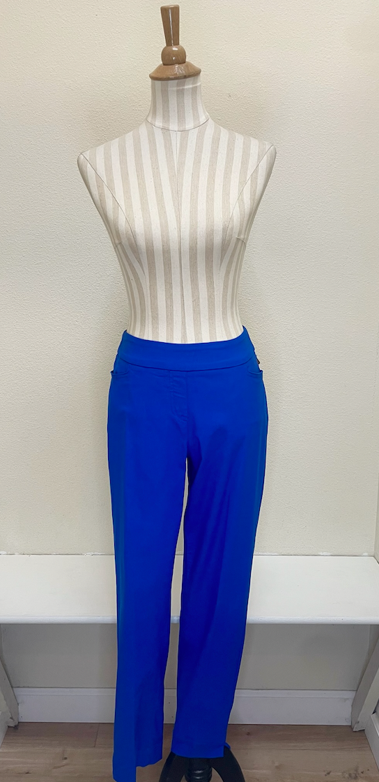 Slimsation ANKLE Women's Pull On Solid Fine Line Twill Pant With Real Pockets (M30719PM) - ROYAL