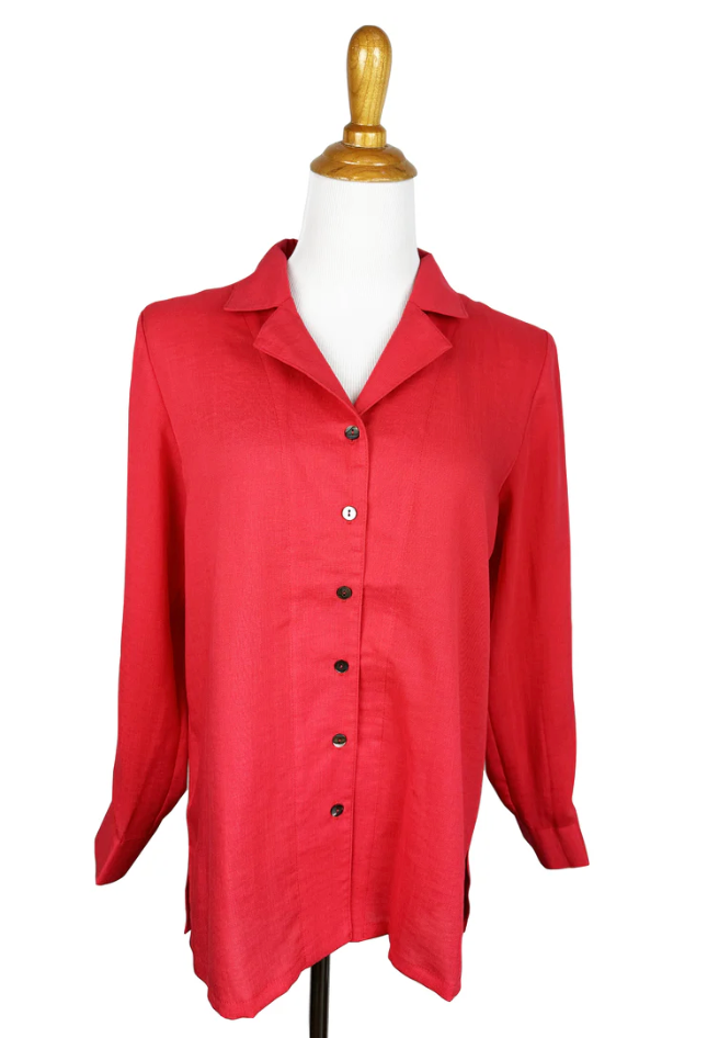 Fridaze AA387 - Emma Linen Blouse  - STRAWBERRY