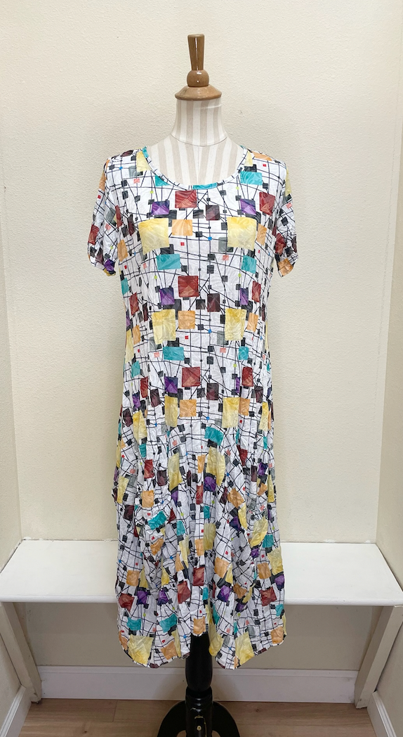 Shana Crinkle Short Sleeve Dress w/ Drape - 25003 - SQUARE