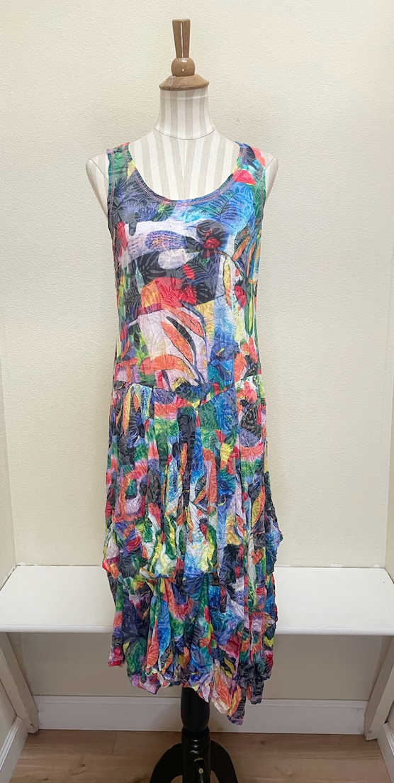 Shana Crinkle Tank Long Bubble Dress - 25006 - MULTI
