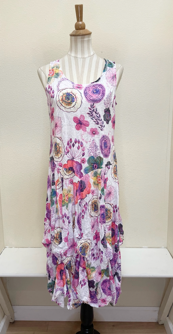 Shana Crinkle Tank Long Bubble Dress - 25006 - FLORAL