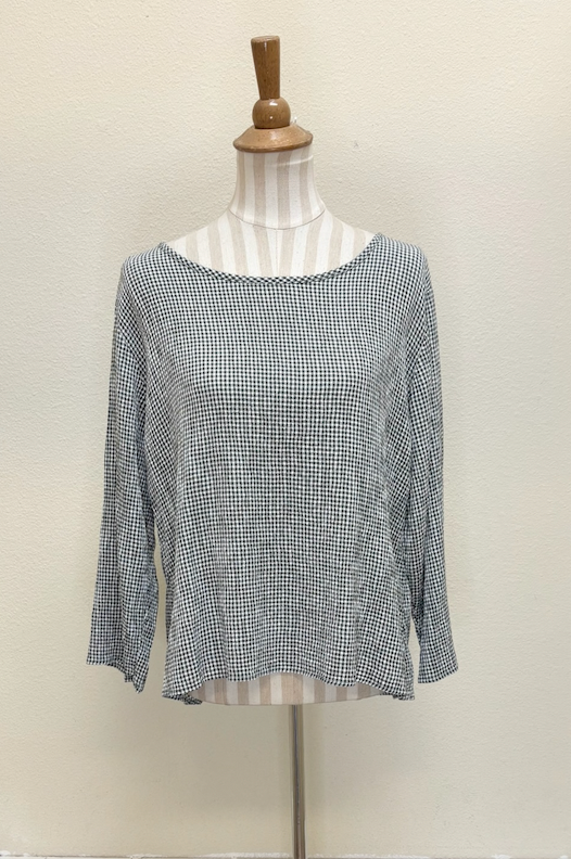 CUT LOOSE - Crinkle Check Split Back Top - 6127965