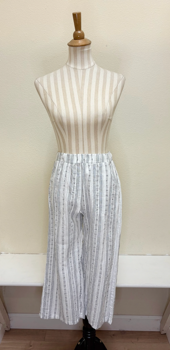 CUT LOOSE - Pinstripe Linen Easy Crop Pant - 5142349