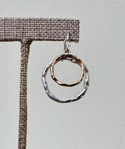 RAIN Shiny Two Tone Double Circle Earring