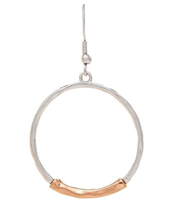 RAIN Two Tone Bar Accent Circle Earring