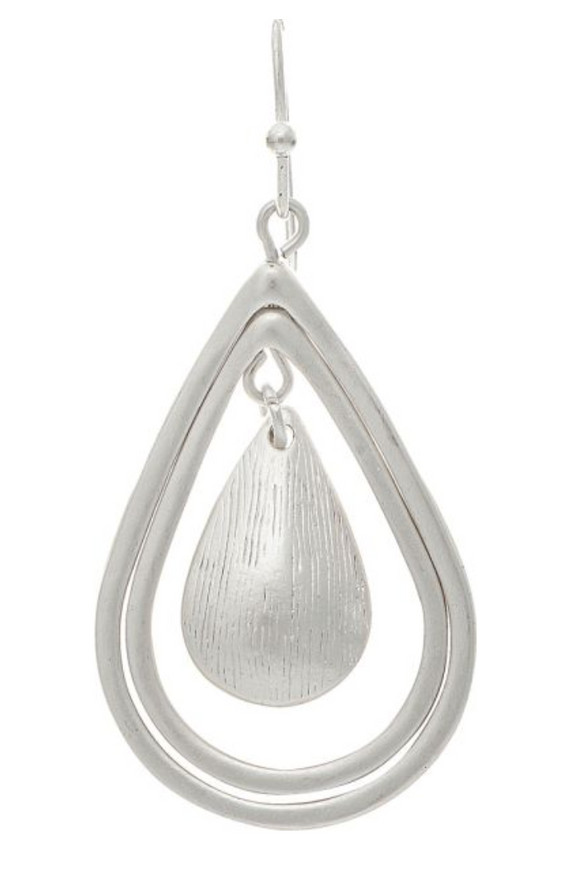 RAIN Matte Silver Double Raindrop Earring