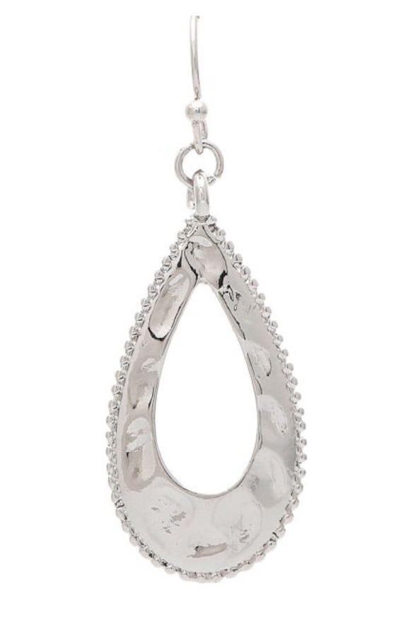 RAIN Silver Hammered Open Teardrop Earring