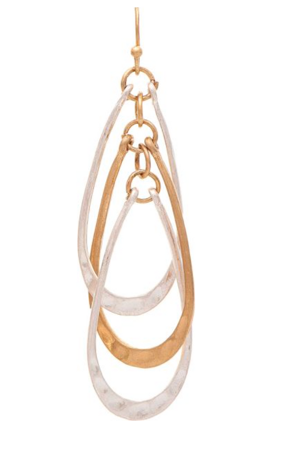 RAIN Two Tone Triple Teardrop Spinny Earring