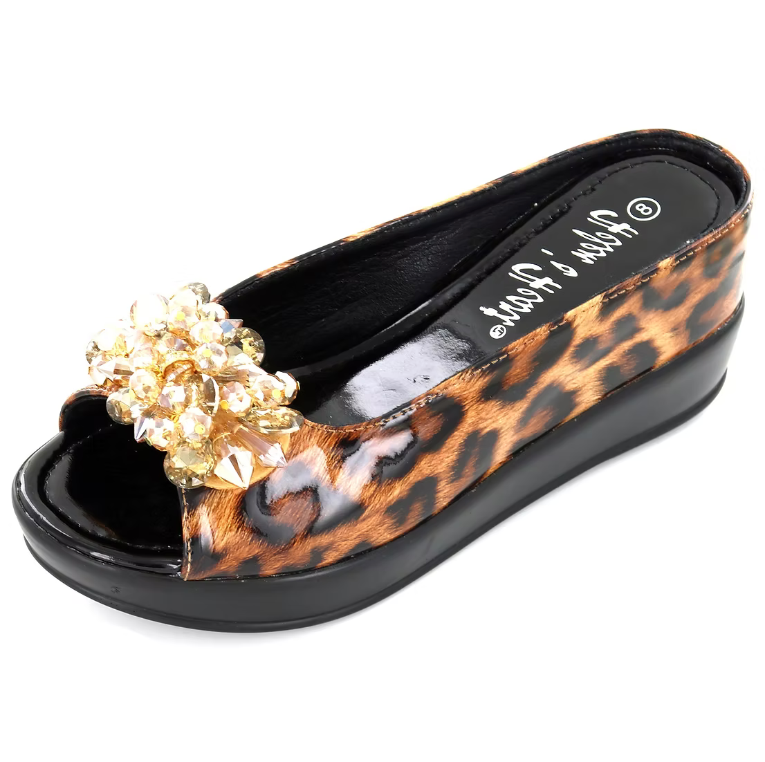 Helens Heart Leopard Slide Shoe - 8127-60 BROWN