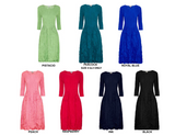 Alquema 3/4 Sleeve Smash Pocket  Dress - BLUE GALAXY
