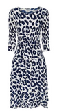 Alquema 3/4 Sleeve Smash Pocket  Dress - INDIGO LEOPARD