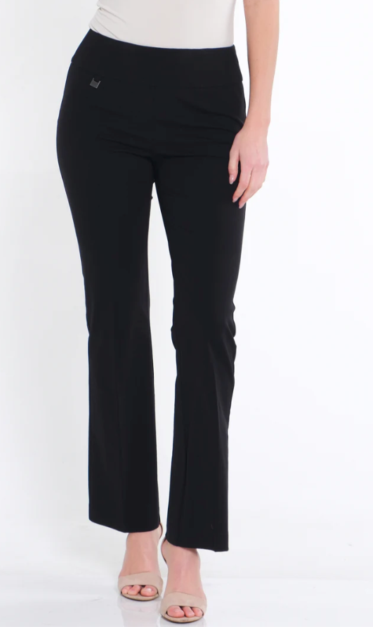Slim-sation Wide Band Elastic Waist Flare Leg M14713PM BLACK