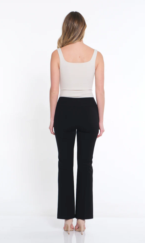Slim-sation Wide Band Elastic Waist Flare Leg M14713PM BLACK