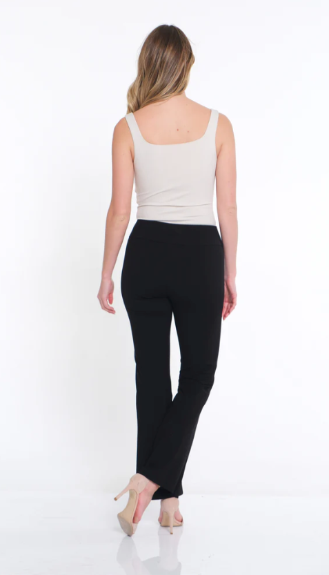Slim-sation Wide Band Elastic Waist Flare Leg M14713PM BLACK