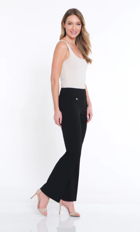 Slim-sation Wide Band Elastic Waist Flare Leg M14713PM BLACK