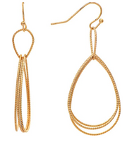 RAIN Gold Double Drop Textured Wire Earring - E3423G