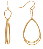 RAIN Gold Double Drop Textured Wire Earring