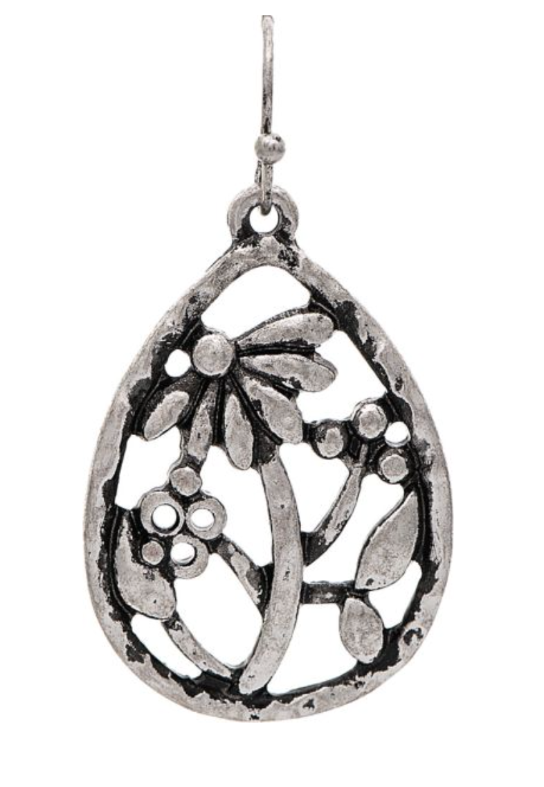 RAIN Silver Flower Drawing Earring