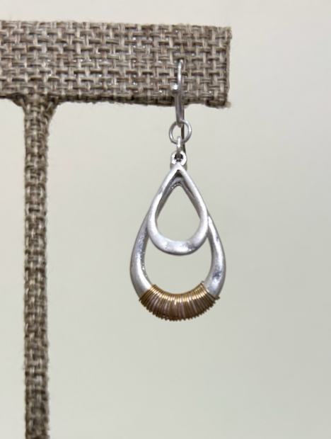 RAIN Two Tone Wire Wrap Teardrop Earring